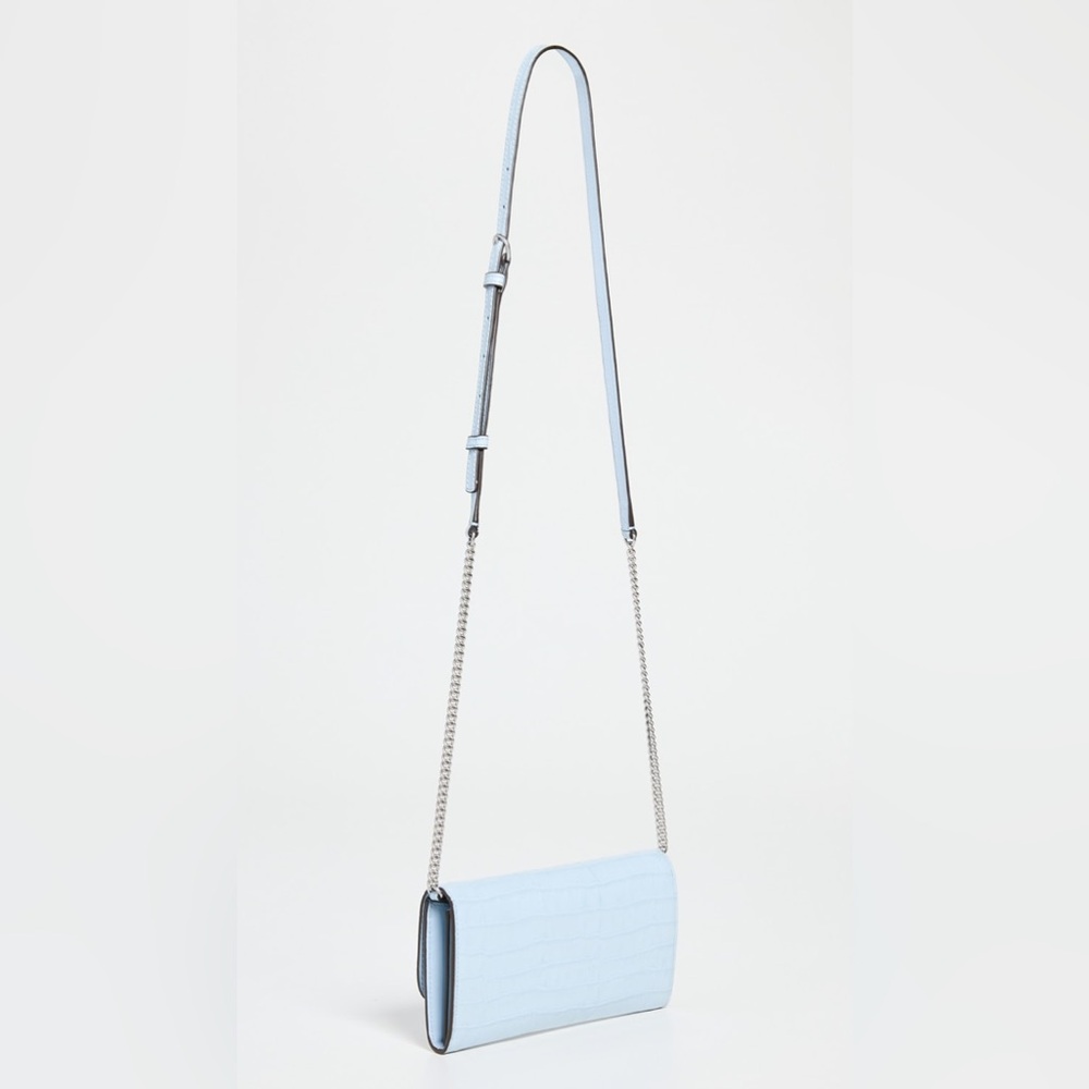 Tory Burch Light Blue Croc-Embossed chain crossbody bag New - Picture 3 of 9